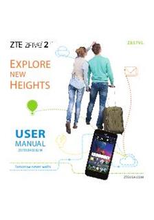 ZTE Zfive 2 manual. Tablet Instructions.